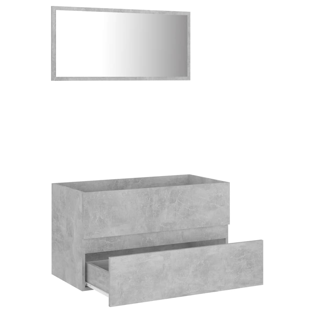 Set Mobili da Bagno 2 pz Grigio Cemento in Truciolato cod mxl 6169