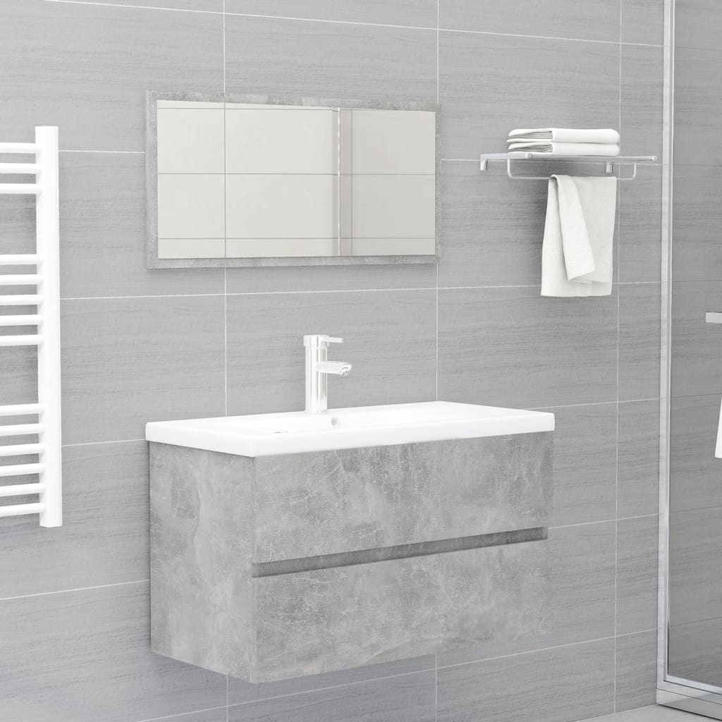 Set Mobili da Bagno 2 pz Grigio Cemento in Truciolato cod mxl 6169