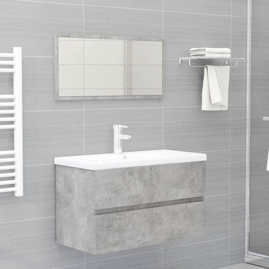 Set Mobili da Bagno 2 pz Grigio Cemento in Legno Multistrato 804885