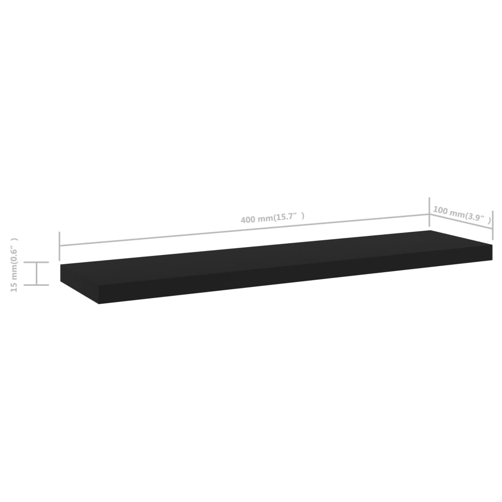 Ripiani per Libreria 4 pz Neri 40x10x1,5 cm Truciolato cod 10417