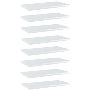 Ripiani per Libreria 8 pz Bianco Lucido 40x20x1,5 cm Truciolato cod mxl 59640