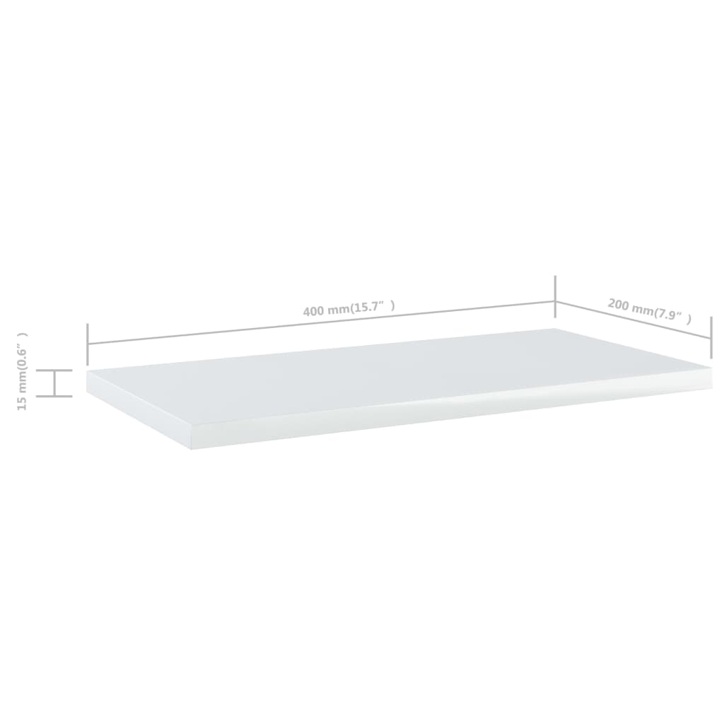 Ripiani per Libreria 8 pz Bianco Lucido 40x20x1,5 cm Truciolato cod mxl 59640