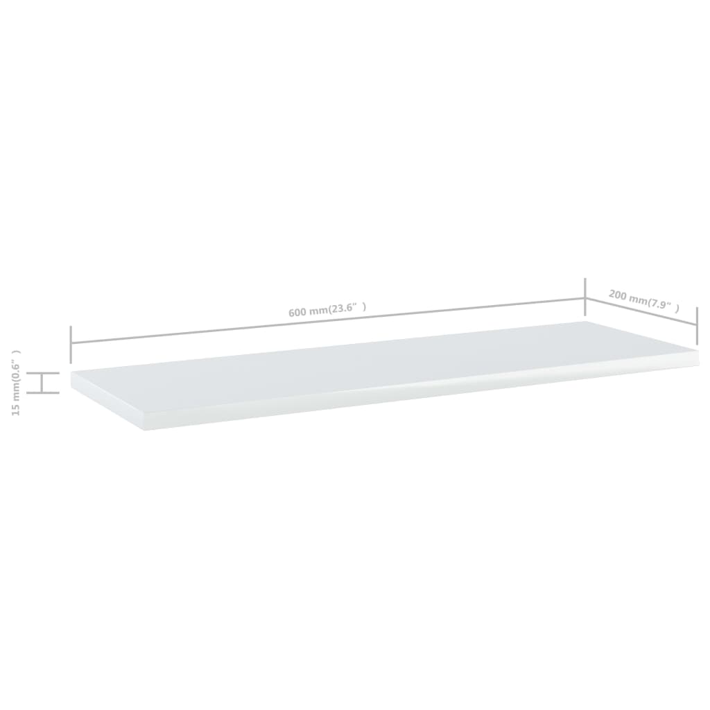 Ripiani Libreria 4 pz Bianco Lucido 60x20x1,5 cm in Truciolato cod mxl 59677