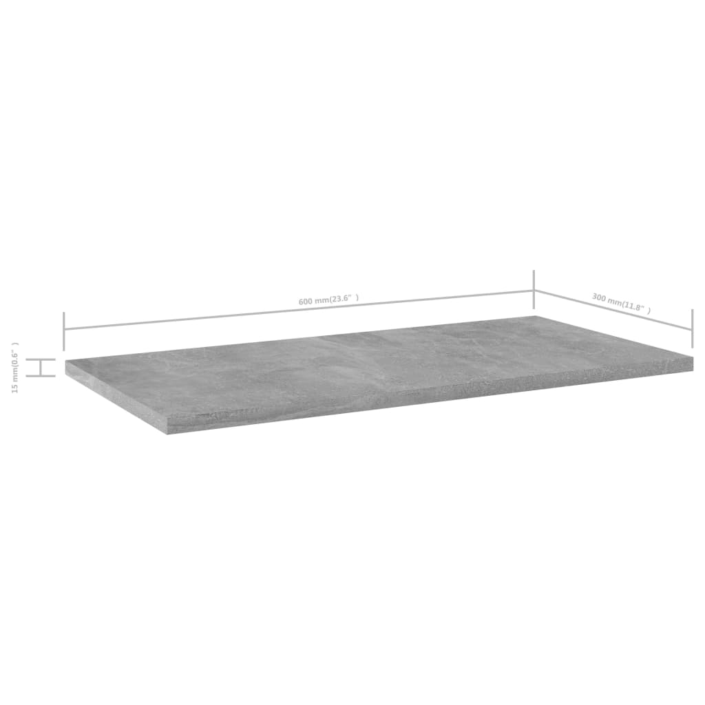 Ripiani per Libreria 4pz Grigio Cemento 60x30x1,5cm Multistrato 805242