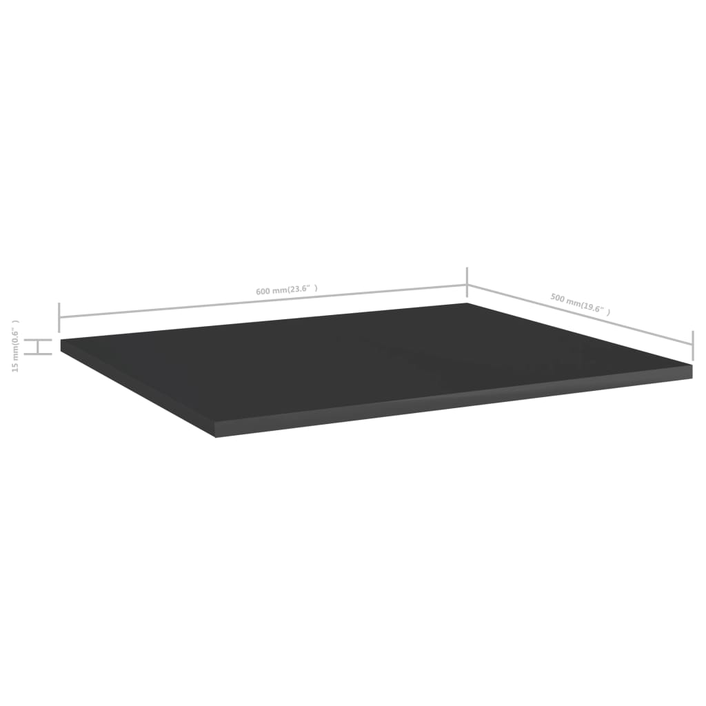 Ripiani per Libreria 8 pz Nero Lucido 60x50x1,5 cm Truciolato