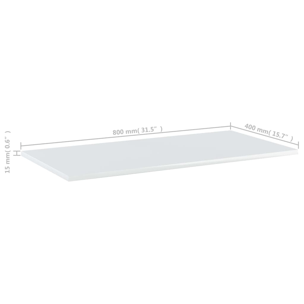 Ripiani per Libreria 4 pz Bianco Lucido 80x40x1,5cm Multistrato 805340