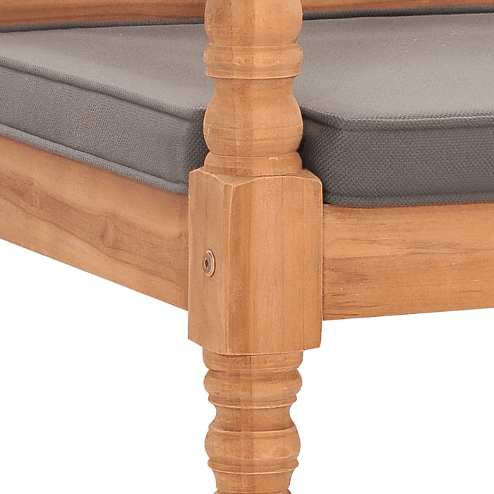 Panca Batavia con Cuscino Grigio Scuro 120 cm Massello di Teak cod mxl 45781