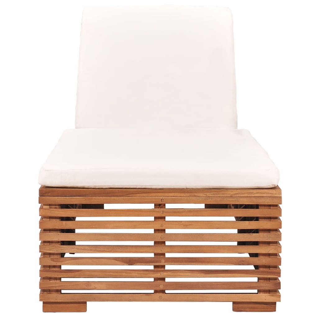 Lettino Prendisole con Cuscino in Massello di Teak Crema cod mxl 5973