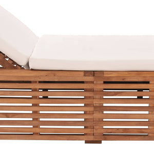 Lettino Prendisole con Cuscino in Massello di Teak Crema cod mxl 5973