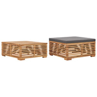 Set Tavolino Poggiapiedi Giardino Cuscino Grigio Scuro in Teak 316042