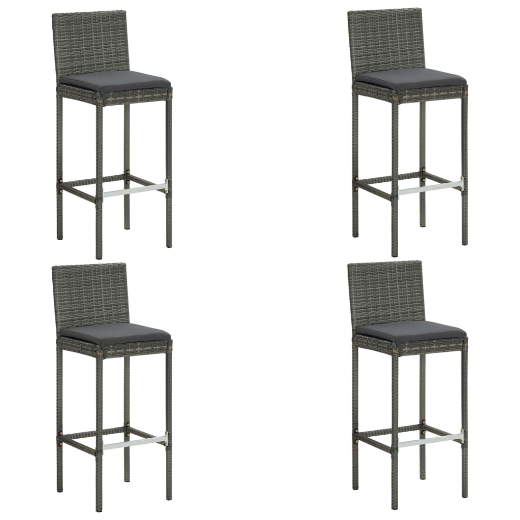 Set da Bar da Giardino 5 pz con Cuscini in Polyrattan Grigio cod mxl 40456