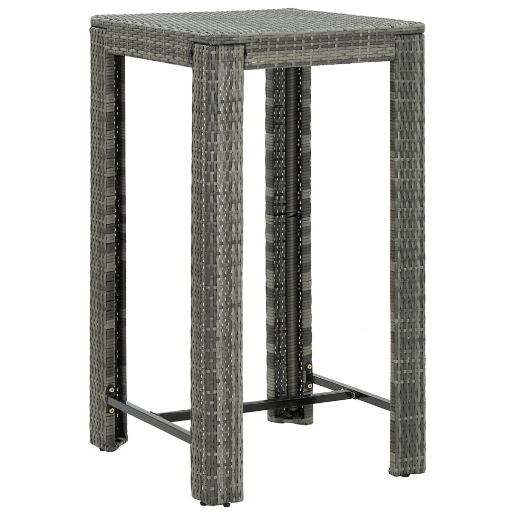 Set Bar da Giardino 3 pz con Cuscini in Polyrattan Grigio 3064776