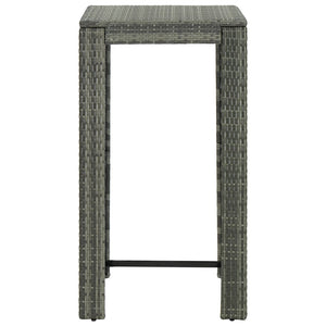 Set Bar da Giardino 3 pz con Cuscini in Polyrattan Grigio cod mxl 52675