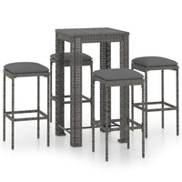 Set da Bar da Giardino 5 pz con Cuscini in Polyrattan Grigio cod mxl 44263