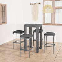 Set da Bar da Giardino 5 pz con Cuscini in Polyrattan Grigio cod mxl 44263