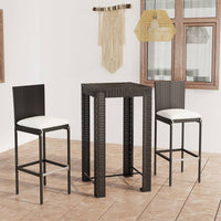 Set Bar da Giardino 3 pz con Cuscini Polyrattan Nero 3064792