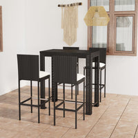 Set Bar da Giardino 5 pz con Cuscini Polyrattan Nero 3064796