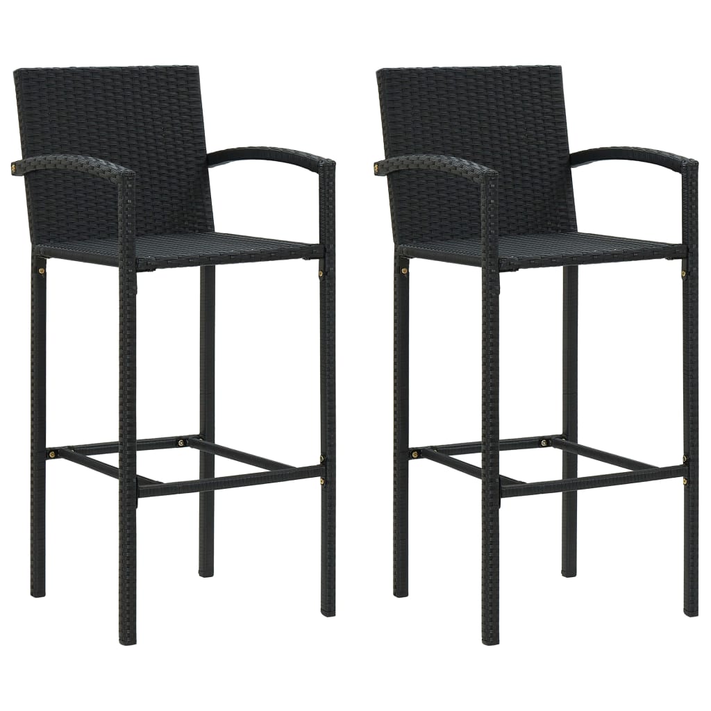 Set Bar da Giardino 3 pz con Braccioli in Polyrattan Nero 3064805