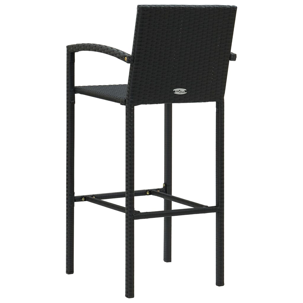 Set Bar da Giardino 3 pz con Braccioli in Polyrattan Nero 3064805