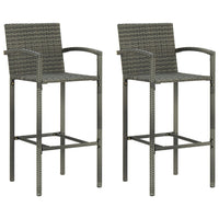 Set Bar da Giardino 3 pz con Braccioli in Polyrattan Grigio cod mxl 45247