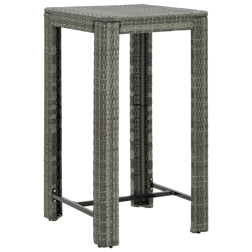 Set Bar da Giardino 3 pz con Braccioli in Polyrattan Grigio 3064806