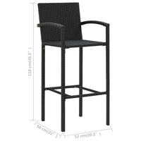 Set Bar da Giardino 5 pz con Braccioli in Polyrattan Nero cod mxl 42932