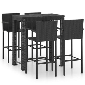 Set Bar da Giardino 5 pz con Braccioli in Polyrattan Nero 3064811