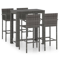 Set Bar da Giardino 5 pz con Braccioli in Polyrattan Grigio cod mxl 44350