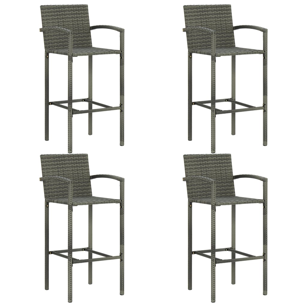 Set Bar da Giardino 5 pz con Braccioli in Polyrattan Grigio cod mxl 44350