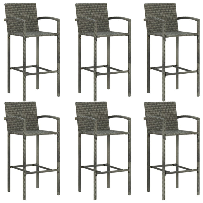 Set Bar da Giardino 7 pz con Braccioli in Polyrattan Grigio