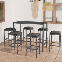 Set da Bar da Giardino 7 pz con Cuscini in Polyrattan Grigio cod mxl 37437