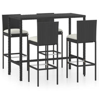 Set da Bar da Giardino 5 pz con Cuscini in Polyrattan Nero 3064832