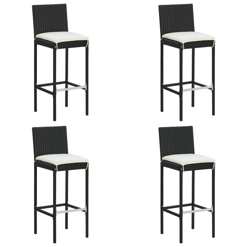 Set da Bar da Giardino 5 pz con Cuscini in Polyrattan Nero cod mxl 36171