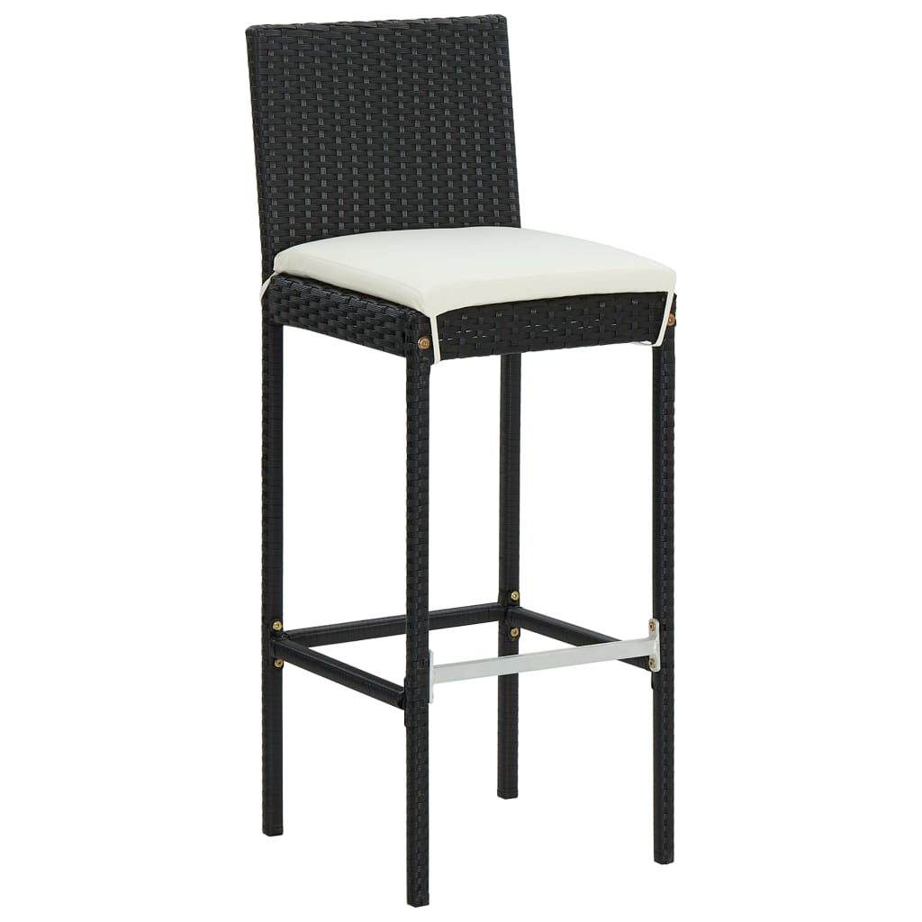 Set da Bar da Giardino 5 pz con Cuscini in Polyrattan Nero 3064832