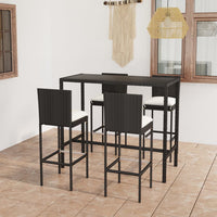 Set da Bar da Giardino 5 pz con Cuscini in Polyrattan Nero cod mxl 36171