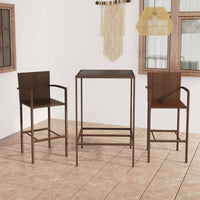 Set da Bar da Giardino 3 pz in Polyrattan Marrone cod mxl 40286