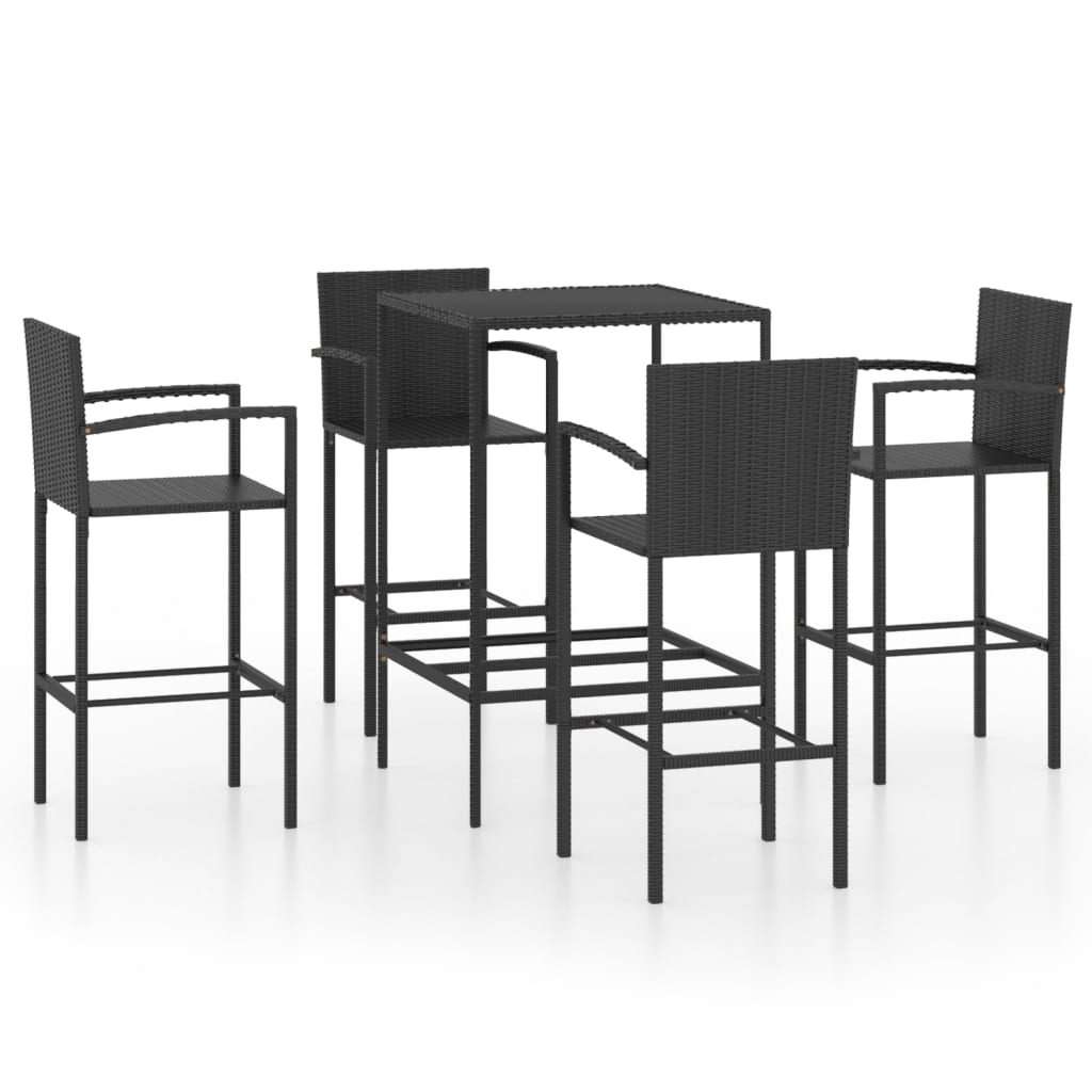 Set da Bar da Giardino 5 pz in Polyrattan Nero