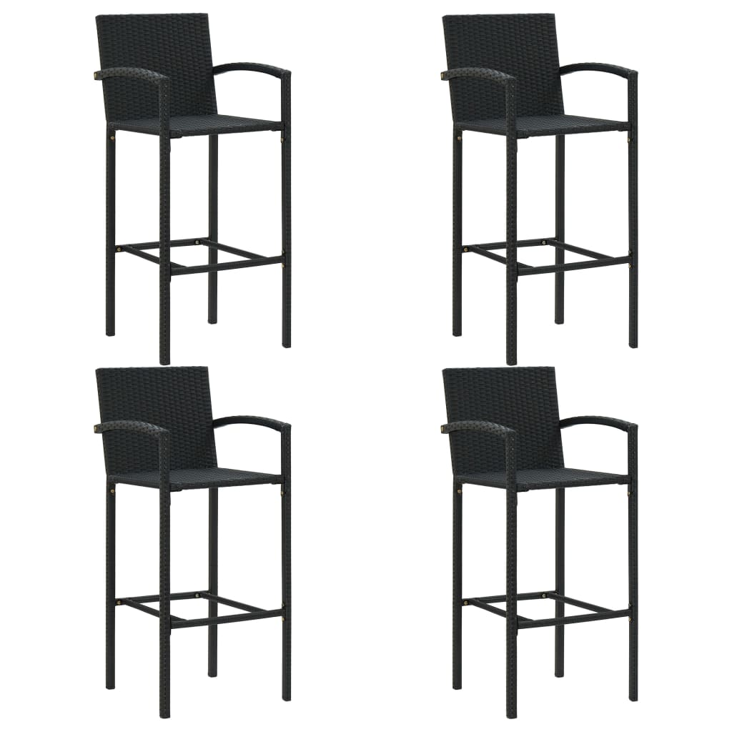 Set da Bar da Giardino 5 pz in Polyrattan Nero cod mxl 40291