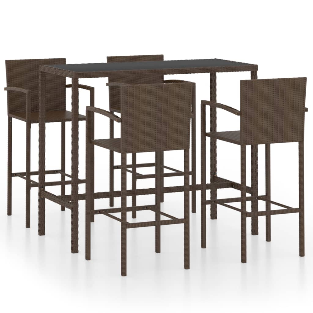 Set da Bar da Giardino 5 pz in Polyrattan Marrone cod mxl 37763