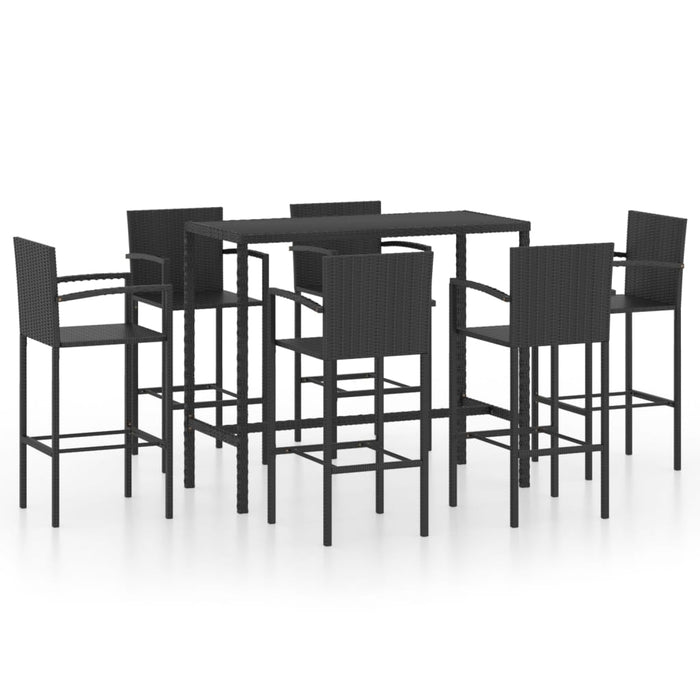 Set da Bar da Giardino 7 pz in Polyrattan Nero cod mxl 40298