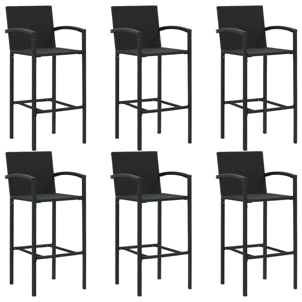 Set da Bar da Giardino 7 pz in Polyrattan Nero cod mxl 40298