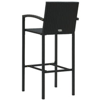 Set da Bar da Giardino 7 pz in Polyrattan Nero cod mxl 40298