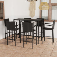 Set da Bar da Giardino 7 pz in Polyrattan Nero cod mxl 40298