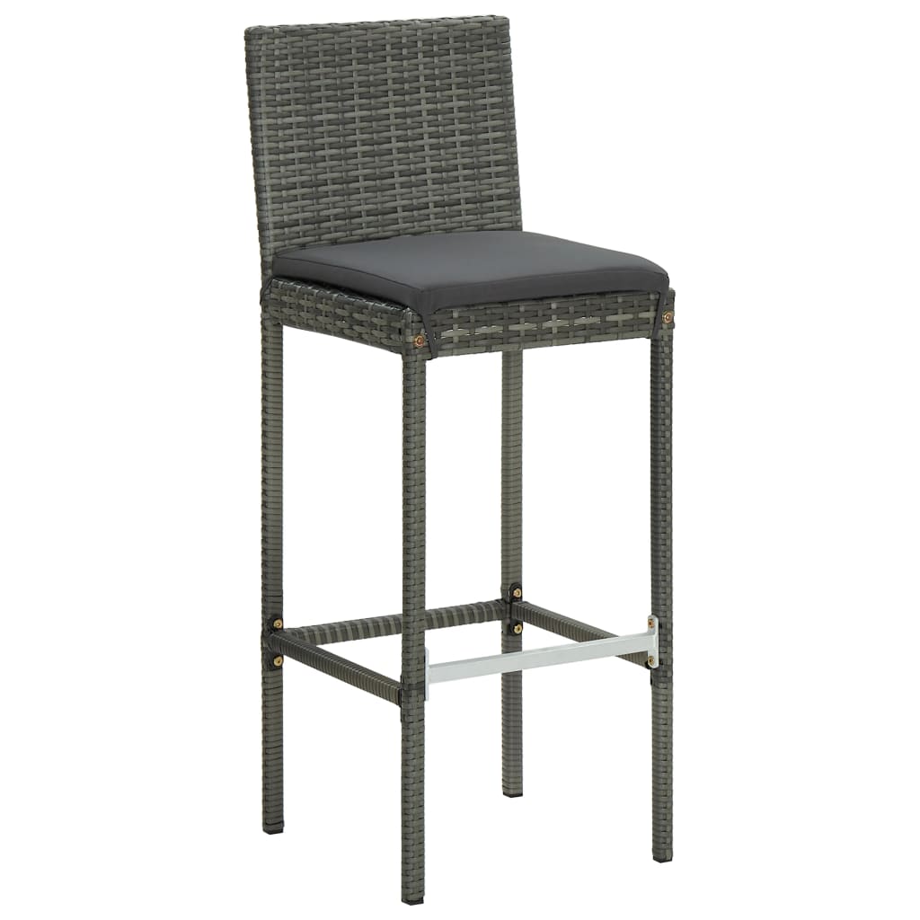 Set da Bar per Giardino 9 pz con Cuscini in Polyrattan Grigio cod mxl 37985