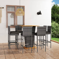 Set da Bar per Giardino 9 pz con Cuscini in Polyrattan Grigio cod mxl 37985