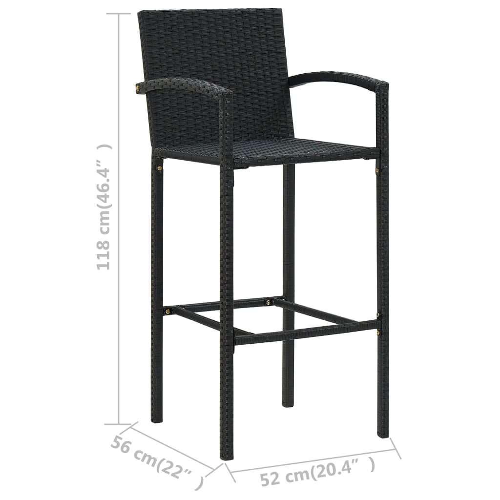 Set Bar da Giardino 3 pz Nero 3064864