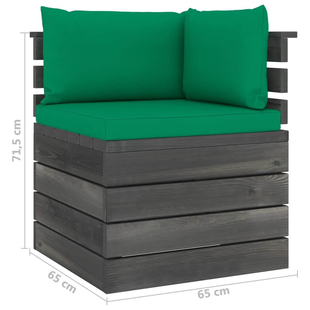 Divano Angolare da Giardino su Pallet con Cuscini Legno di Pino 3061652