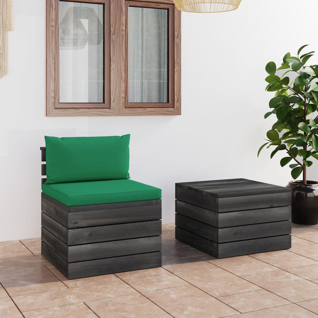 Set Divani da Giardino su Pallet 2 pz con Cuscini Massello Pino cod mxl 42339