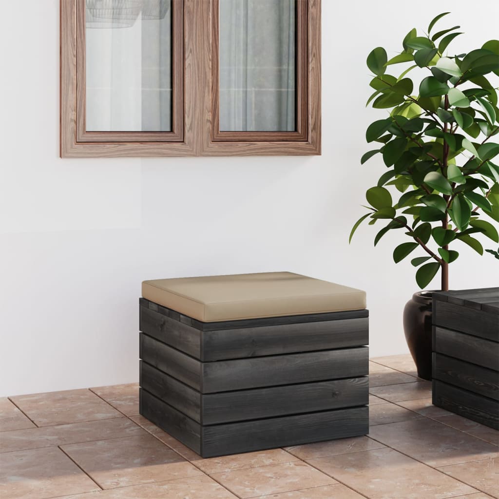 Pouf da Giardino su Pallet con Cuscino in Legno di Pino 3061698