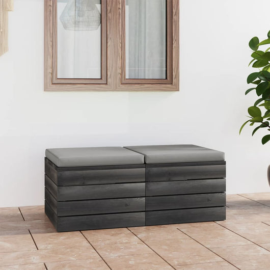 Pouf da Giardino su Pallet 2 pz con Cuscini in Massello di Pino cod mxl 78043